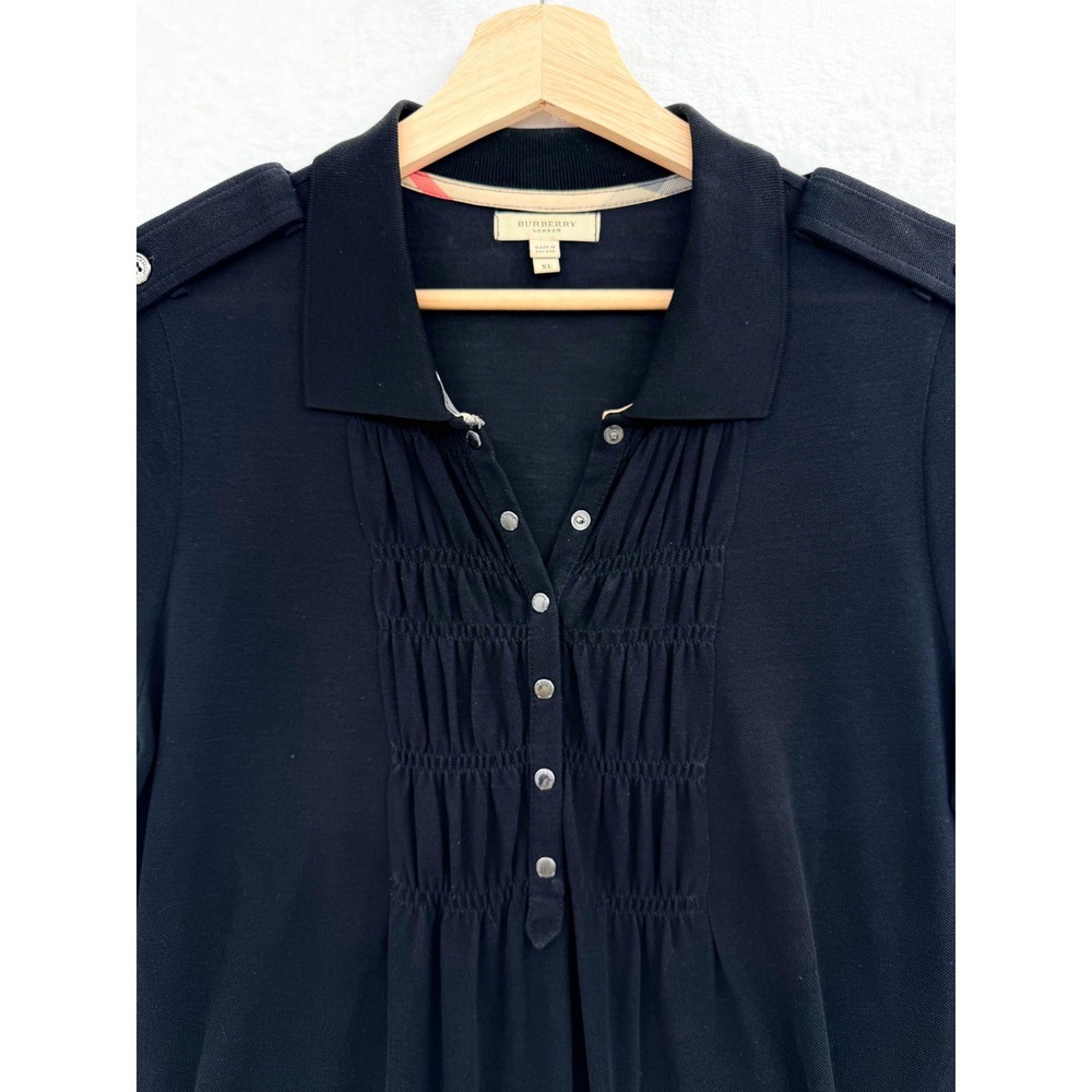 Burberry Polo Shirt Dress XL Black Cotton Old Money Luxury Minimalist Academia - Picture 2 of 11